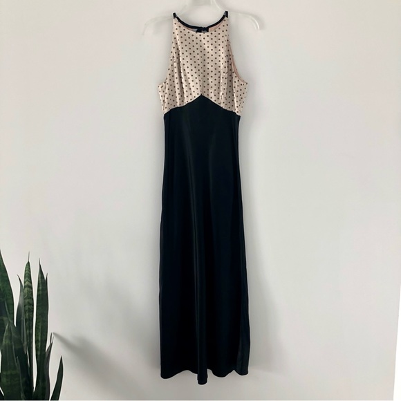 Vintage 90’s Dawn Joy Fashion Satin Bias Cut High Neck Floral Gown Maxi Dress - Picture 2 of 12